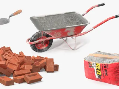 Industrial Tools with Cement Collection 3D model