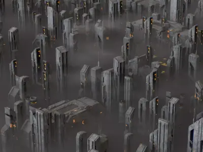 scifi buildings 1 Free 3D model
