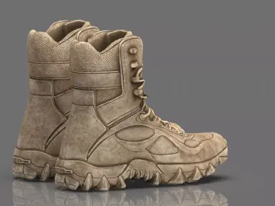 Tactical Desert Combat Boot Low-poly 3D model
