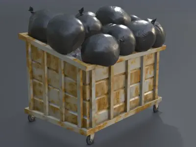 Old rusty trash dumpster Low-poly 3D model