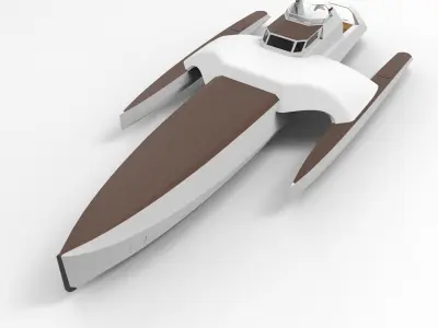 Trimaran Boat Low-poly 3D model