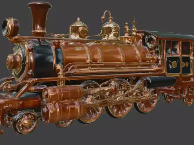Steampunk Heavy Armored Train 3D Model Low-poly 3D model