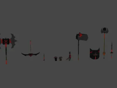 Evilish weapons dark fantasy 3D Model Pack