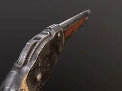 Winchester 1887 shotgun ww2 pbr Low-poly 3D model