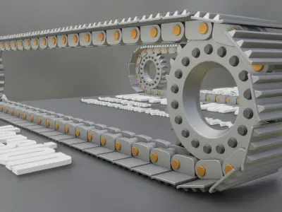 Curve based Caterpillar Track  Low-poly 3D model