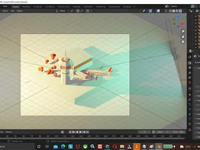 Airport - Scene model Low-poly 3D model 3D model