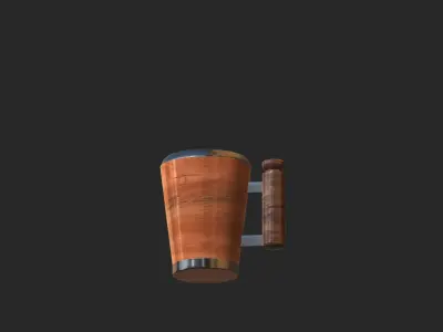 Antique Wooden Mug Low-poly 3D model