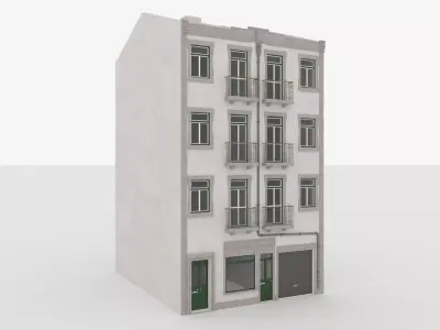 Building Lisbon  Vray and Corona Low-poly 3D model