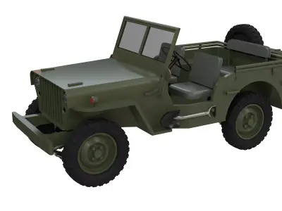 Willys MB Jeep WWII 3D Model Military Jeep Game Ready PBR Low-poly 3D model