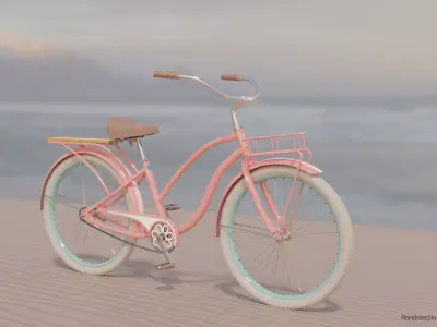 Womens Beach Cruiser Bike Low-poly 3D model