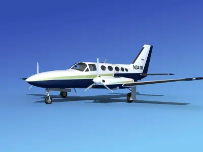 Cessna 414A Chancellor V03 3D model