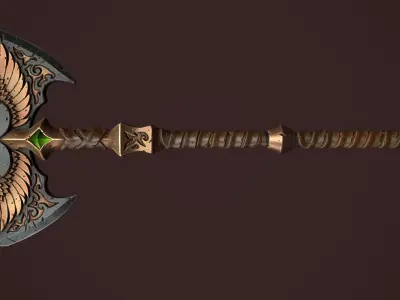 Rune two handed poleaxe Low-poly 3D model