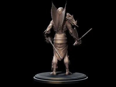 Warlord bronze statue of man holding sword 3D model