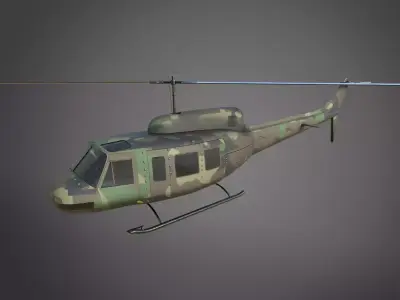 Military Helicopter Bell UH-1 Iroquois - Low-poly 3D model