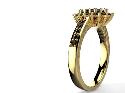 Black and White Diamond Vintage Engagement Ring 3D print model