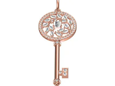 Antique Diamond Key Pendant 3D print model
