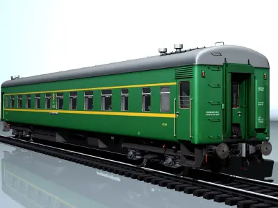 Wagon type 66W PNR Low-poly 3D model