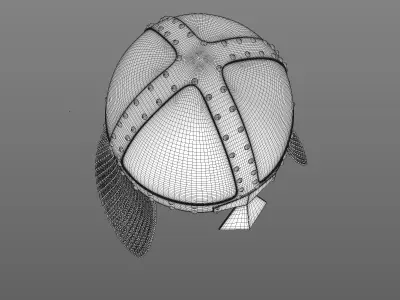 Medieval knight helmet with chain mail 3D model