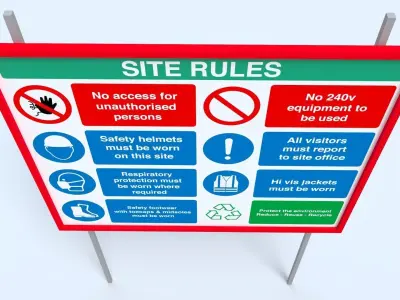 Heath Safety and Environment HSE Sign Low-poly 3D model