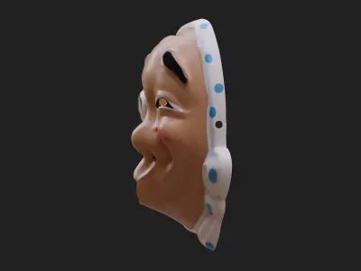 Hyottoko Mask Noh Theatre Mask Japanese Highpoly Midpoly Lowpoly Low-poly 3D model
