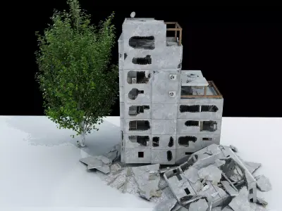 Urban ruins  Low-poly 3D model
