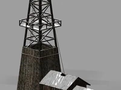 European Oil Derrick - early 20th century style 3D model