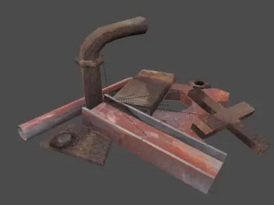 Metal junk parts Low-poly 3D model