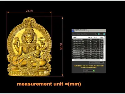 Saraswati pendant  3D print model