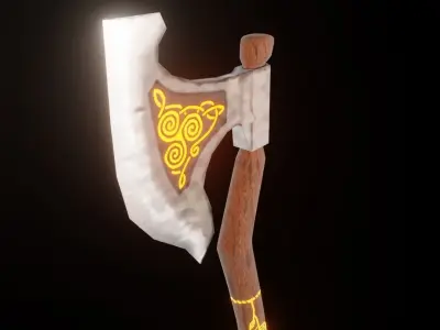 Hand Painted Low Poly Game-Ready Axe Low-poly 3D model