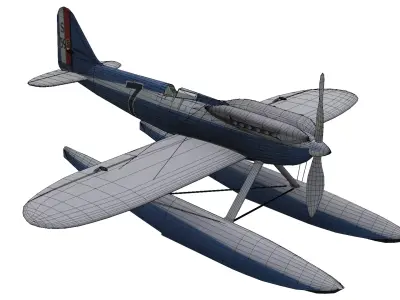 Supermarine S6B Low-poly 3D model