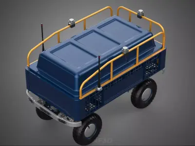 UNMANNED TRANSPORT ROBOT VEHICLE CART DELIVERY TROLLEY TRUCK UGV 3D model