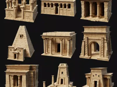 ANCIENT TEMPLE CHURCH BUILDING DESERT EGYPT AAA COLLECTION Low-poly 3D model