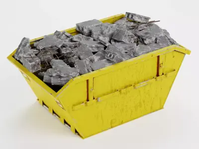 Skip with Waste V1 - Industrial Container with Debris 3D model