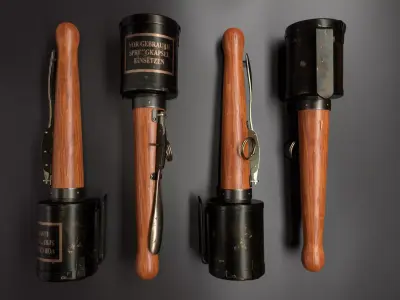 GERMAN STICK GRENADE Low-poly 3D model