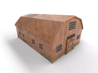 Agricultural Barn Building Low-poly 3D model