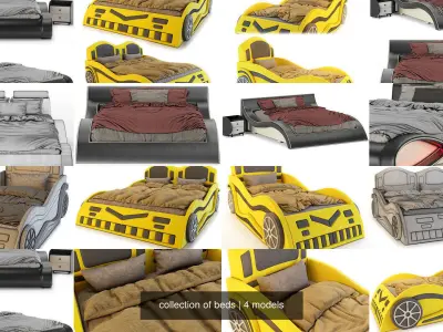 collection of beds 3D Model Pack