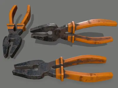 nippers orange pliers Low-poly 3D model