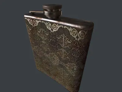 OldFlask ornate flask Low-poly 3D model