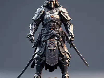 SciFi Samurai Warrior 3D Model Low-poly 3D model