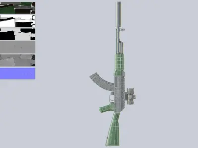 AK47 gun Low-poly 3D model purchase