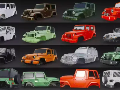 28 Jeep Upper Body collection 3D Model Pack