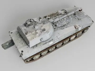 destroyed russian 2S1 Gvozdika self-propelled howitzer  3D model