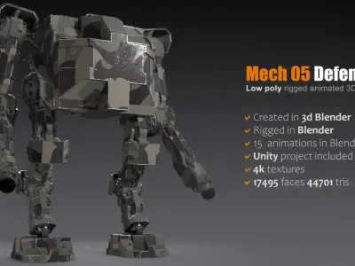 Mech 05 - Defender Low-poly 3D model