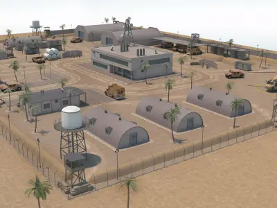 Military Base - Scene Low-poly 3D model
