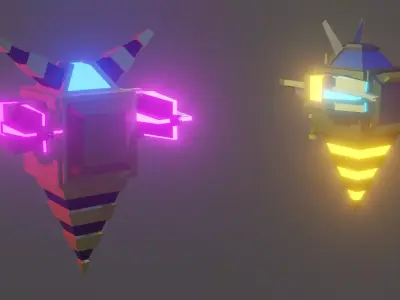 Flying bee drone for war Free low-poly 3D model