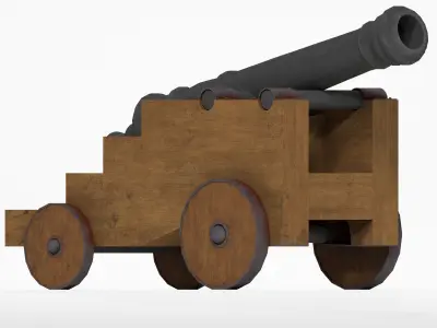 Medieval cannon Free low-poly 3D model