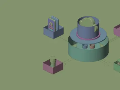 Isometric Cloud Computing for Landing Page 3D model