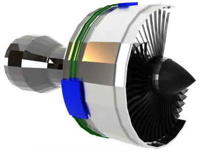 Turbofan engine 3D model by Prestations3d