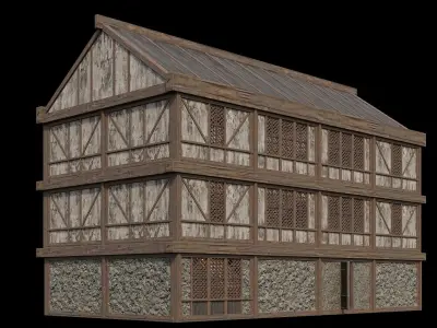 Medieval Houses 40- 4K Textures Game Ready Low-poly 3D model