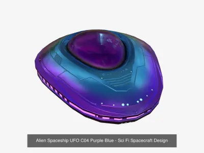 10 Alien Spaceships UFO Collection D Purple Blue - Spacecraft 3D Model Pack